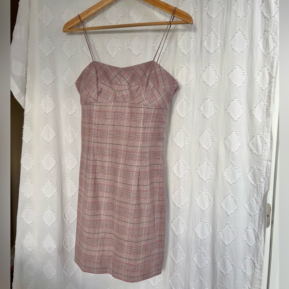 INTERMIX Pink Plaid Mini Dress